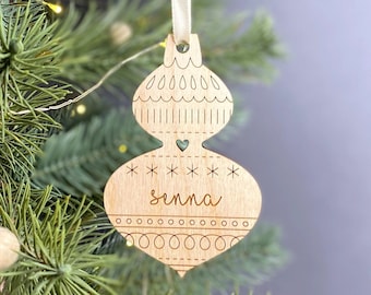 Personalised Christmas Ornament, Vintage Tree Decoration, Custom Name Bauble, Gift For Family, #120, #121