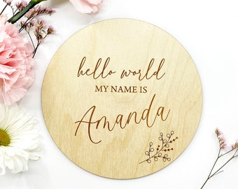 Personalized Circular Baby Name Sign With Floral Detail