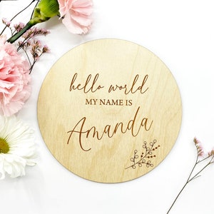 Personalized Circular Baby Name Sign With Floral Detail image 1