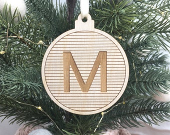 Personalized letter ornament, stocking name tag, monogram Christmas bauble, Boho Christmas decor, Personalized Christmas decoration