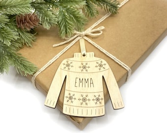 Custom christmas sweater ornament, Christmas tree decoration, Christmas Ornament, custom name