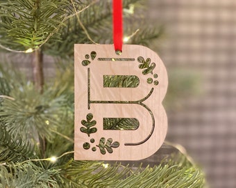 Monogram Letter Ornament, Initial Christmas Tree Decoration, Alphabet Letter Holiday Gift Tag