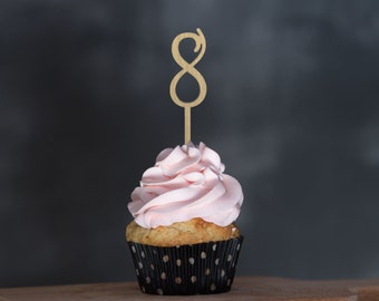 2" number 8 cake topper, eight cupcake topper, 8th anniversary, centerpiece, cake spike