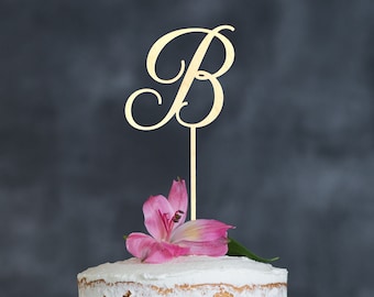 Custom Monogram Wedding Cake Topper, Letter Birthday Cake Topper, B Cake Letter