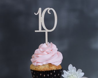 2" number 10 cake topper, ten cupcake topper, 10th wedding anniversary, table numbers