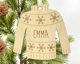 Personalised Tree Decoration, Christmas Sweater Ornament, Xmas Ornament With Custom Name