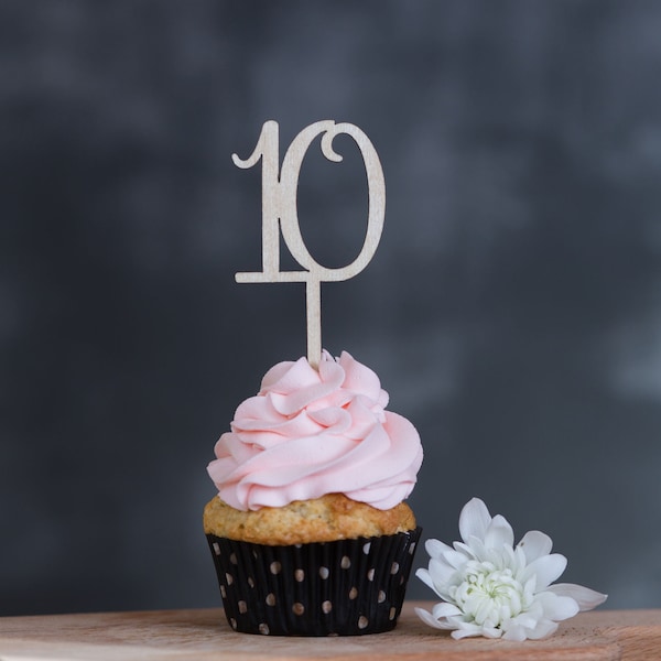 2" number 10 cake topper, ten cupcake topper, 10th wedding anniversary, table numbers