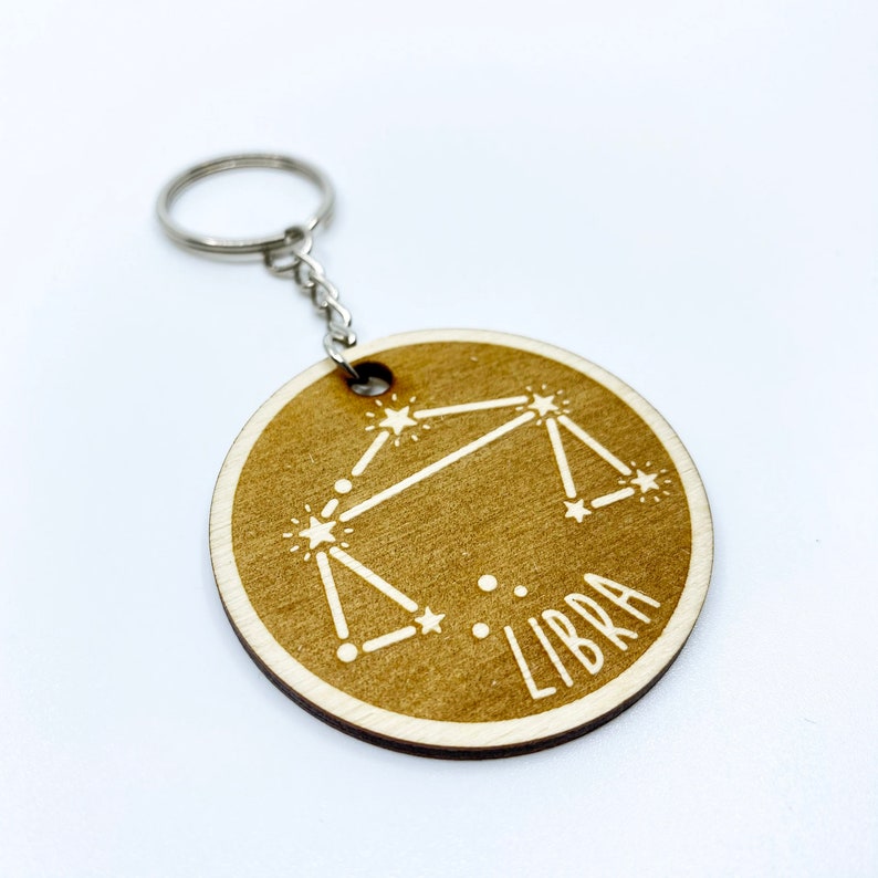 Personalized Libra keychain, Zodiac car keyring, custom key fob, Libra gift, Zodiac charm, 130 Libra