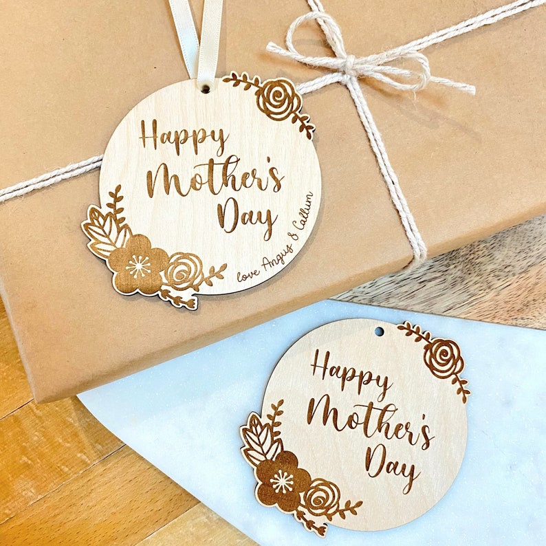 Personalized wooden mothers day card with flower detail, 180 Yes, add 'Love from'