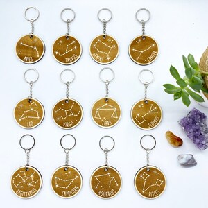 Personalized Capricorn keychain, wooden zodiac keychain, thoughtful personalised gift, horoscope key ring, mothers day gift, 130 image 3