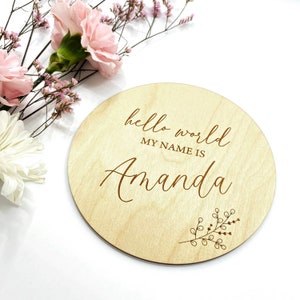 Personalized Circular Baby Name Sign With Floral Detail image 2