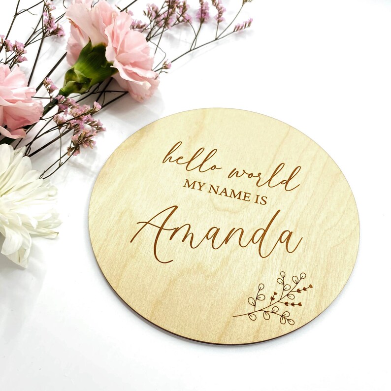 Personalized Circular Baby Name Sign With Floral Detail image 2