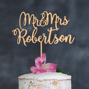 Pastel de boda personalizado, topper de pastel de boda personalizado de Sr. y Sra., suministros de decoración de pasteles, topper de pastel de nombre personalizado, topper de pastel rústico, señor y señora imagen 3