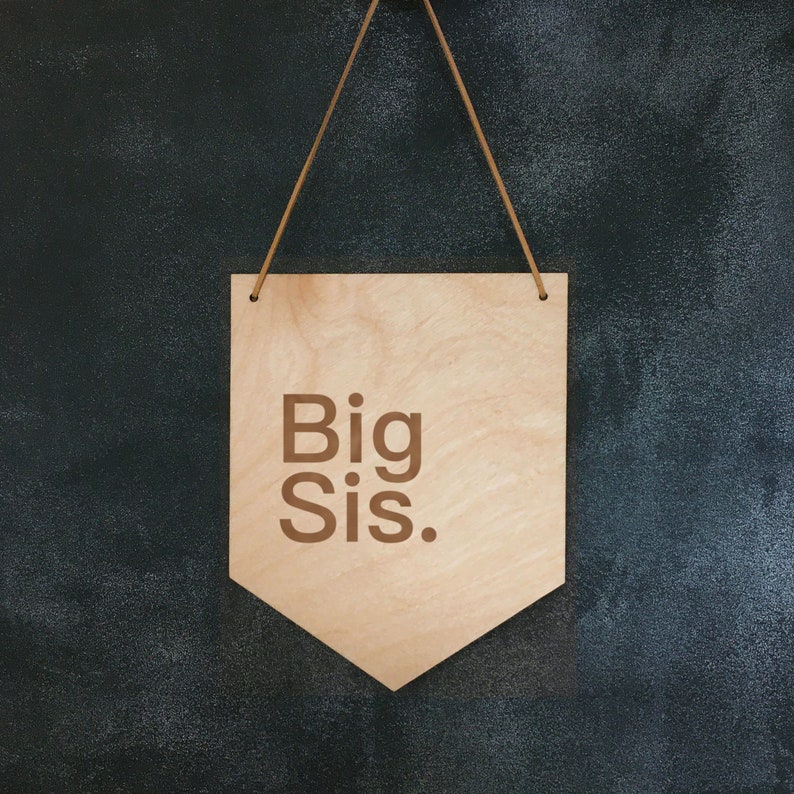 Big Sister Wooden Wall Hanging, Big Bro Big Sis Wall Decor, Girls Bedroom Wall Decor, Boho Nursery Decor, Kids Playroom Decor, 210 image 2