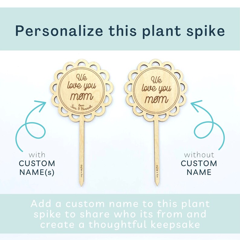 Personalized Mother's Day potted plant stake, Happy Mother's Day garden plant marker, Wooden Mother's Day card sign, Gifts for mom image 2