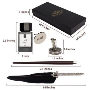 Calligraphy Set For Beginners, Calligraphy Pen Set, Calligraphy Kit, feather pen, quill pen, quill and ink set, feather pen and ink image 2