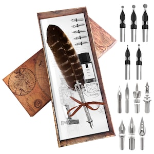 Calligraphy Set For Beginners, Calligraphy Pen Set, Calligraphy Kit, feather pen, quill pen, quill and ink set, feather pen and ink NaturalFeather