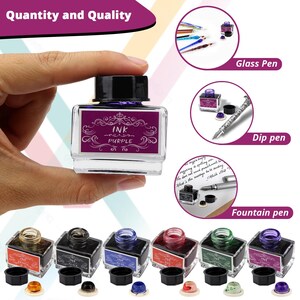 Calligraphy Ink Set, Calligraphy Pen Set Ink, Dip Pen ink, Glass Dip Pen Ink, Quill Pen Ink, Feather Pen Ink, Wooden Dip Pen Ink, Ink Set image 2