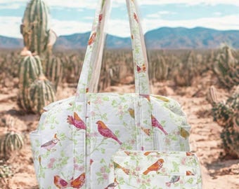 Pink Bird Zippered Bag Set