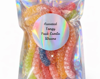 Handmade Artisanal Assorted Hard Candy Worms in Vibrant Fruit Flavors - Fun Shapes, Large Pieces - Perfect Snack for All Ages