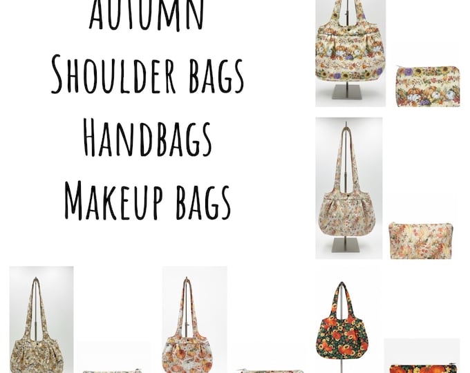 Featured listing image: Fall Fashion Must-Haves: Handcrafted Autumn-Themed Shoulder Bags, Handbags, and Makeup Bags in Rich Seasonal Tones