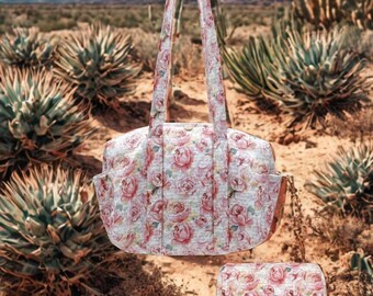 Pink Rose Zippered Bag Set