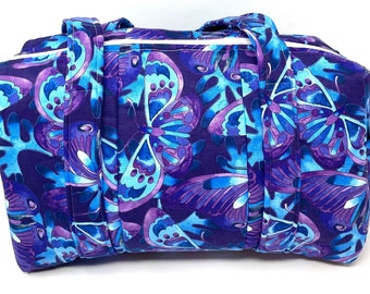 Handmade Zippered Handbag/Purse "Butterflies On Purple"