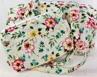 Handmade Zippered Handbag/Purse "Antique Floral"