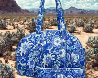 Blue Asian Zippered Bag Set