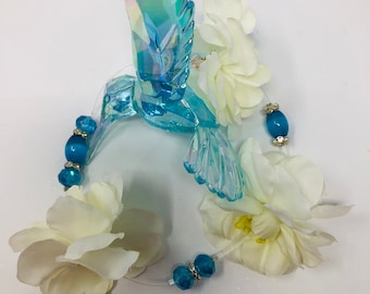 Handmade Light Blue Hummingbird Suncatcher