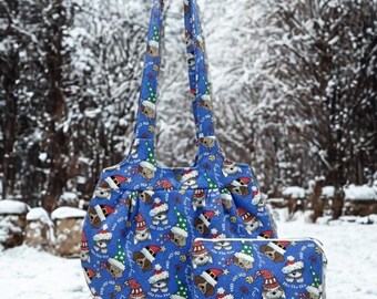 Dogs On Blue Shoulder Bag Set