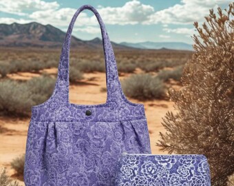 Purple Succulents Handbag Set