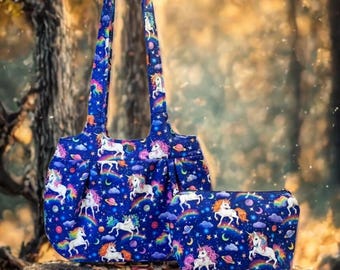 Whimsical Unicorn & Rainbow Shoulder Bag Set, Handmade in USA - Perfect Gift for Fantasy Lovers