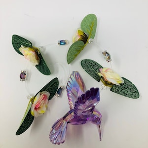 Handmade Purple Hummingbird Suncatcher 18&quot;