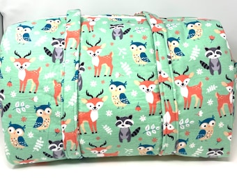 Handmade Zippered Overnight Travel/Diaper Bag "Forest Babies"