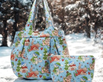 Cats On Blue Handbag Set