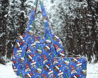 Dogs On Blue Handbag Set