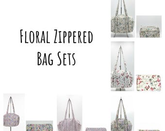 Vibrant Floral Purse and Makeup Bag Set - Handcrafted in the USA with Botanical Prints and Smart Organization for Spring Outings and