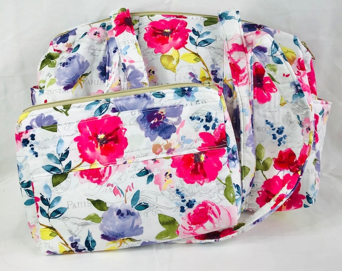 Featured listing image: Handmade Zippered Handbag/Purse "Paris In Bloom"