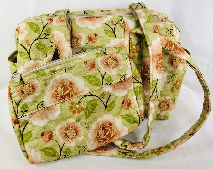 Featured listing image: Handmade Zippered Handbag/Purse "Peonies"