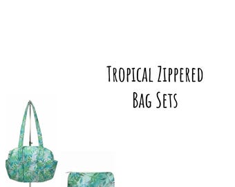 Indulge in Island Vibes with This Tropical Purse & Makeup Bag Set - Handcrafted in the USA, Vibrant Prints, Perfect for Travel - Daily Use
