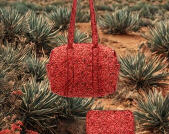 Red Rose Zippered Bag Set