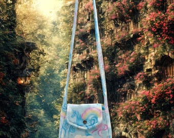 Handmade Whimsical Unicorn Mini Purse with Rainbow Print - Made in USA