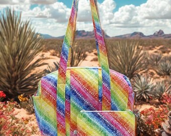 Rainbow Stripe Zippered Bag Set