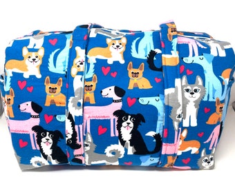 Handmade Zippered Overnight Travel/Diaper Bag "Doggies"