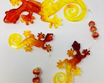 Red/Yellow Resin Gecko Suncatcher 24"