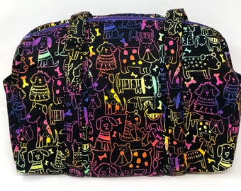 Handmade Zippered Handbag/Purse "Scratch Art Dogs"