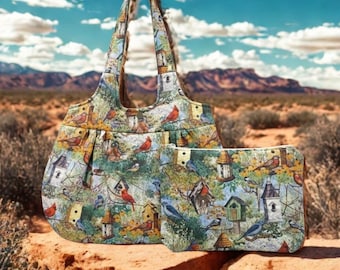 Birdhouses Handbag Set