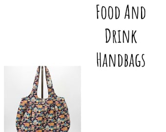 Whimsical Food & Drink Themed Handbags - Made in the USA, Durable Cotton Exterior, Fun Patterns, Perfect Gift for Foodies