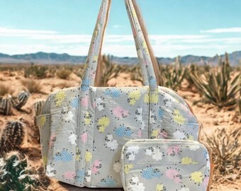 Handmade Flannel Diaper & Travel Bag Set - Cozy Sheep Print - Made in USA - Perfect Baby Shower Gift